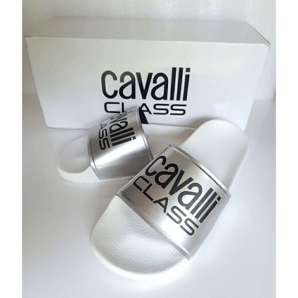 CAVALLI CLASS Women’s Comfort Pool White Logo Slides NEW WITH BOX MSRP $195 - Picture 7 of 12